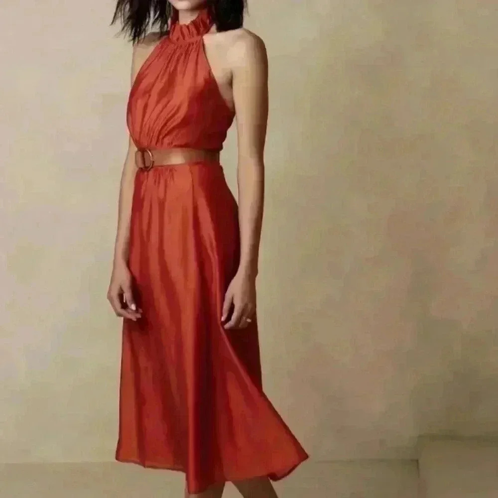 BANANA REPUBLIC HALTER MIDI DRESS